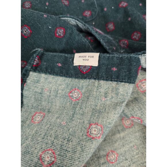 American Eagle Green Corduroy Shirt Microprint Floral Vibe Size S Soft Grunge - Picture 6 of 10